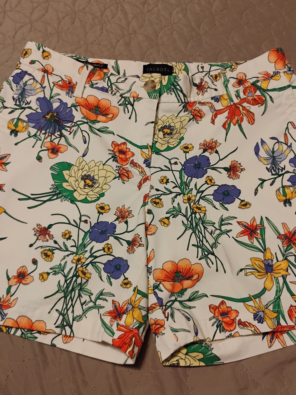 Talbots White Floral Print Bermuda Shorts